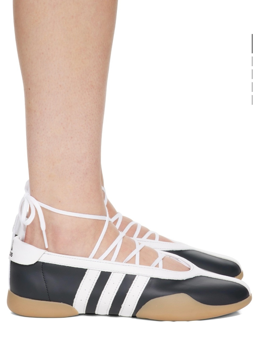 adidas Black and White Lace-Up Ballet Flats - Picture 3 of 6